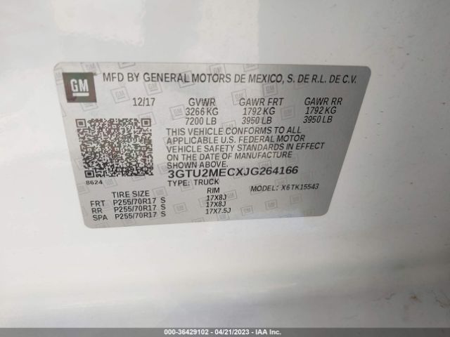 3GTU2MECXJG264166 GMC Sierra 1500 Sle