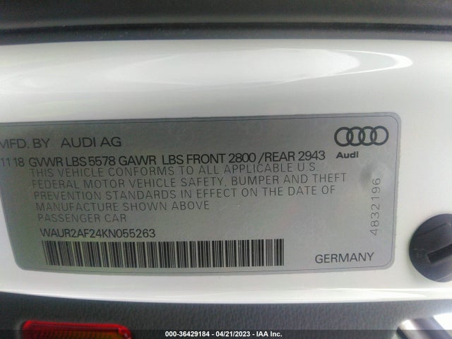 WAUR2AF24KN055263 Audi A7 Premium Plus