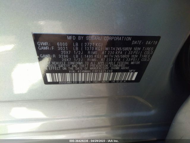 4S4WMALD9K3475498 Subaru Ascent Limited