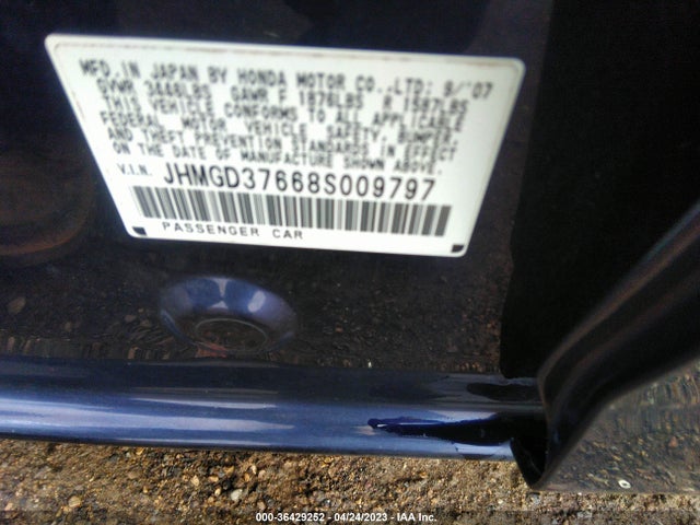 2008 HONDA FIT SPORT VIN: JHMGD37668S009797