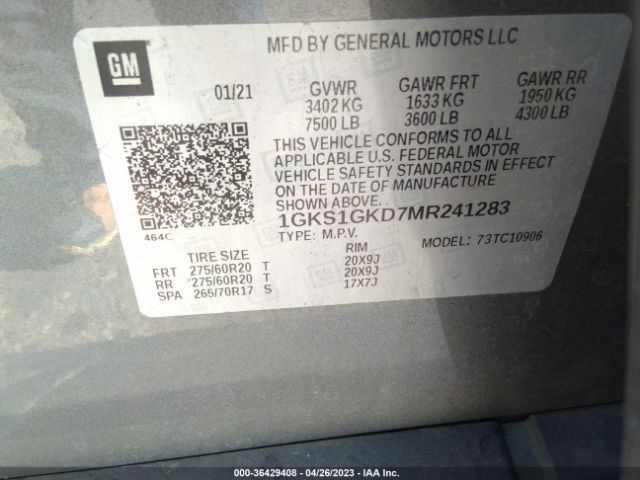 1GKS1GKD7MR241283 GMC Yukon Xl Slt
