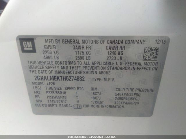2GKALMEK7H6274882 GMC Terrain Sle