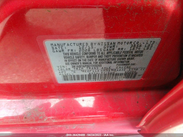 Nissan SENTRA SR 2016 3N1AB7AP8GY209265 Image 10