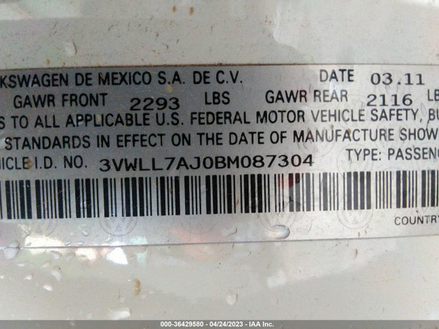 2011 Volkswagen Jetta Sedan Tdi W/nav მანქანა იყიდება აუქციონზე, vin: 3VWLL7AJ0BM087304, აუქციონის ნომერი: 36429580