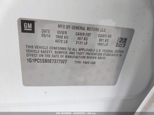 Chevrolet Cruze 1lt 2014 1G1PC5SB8E7377927 Image 10