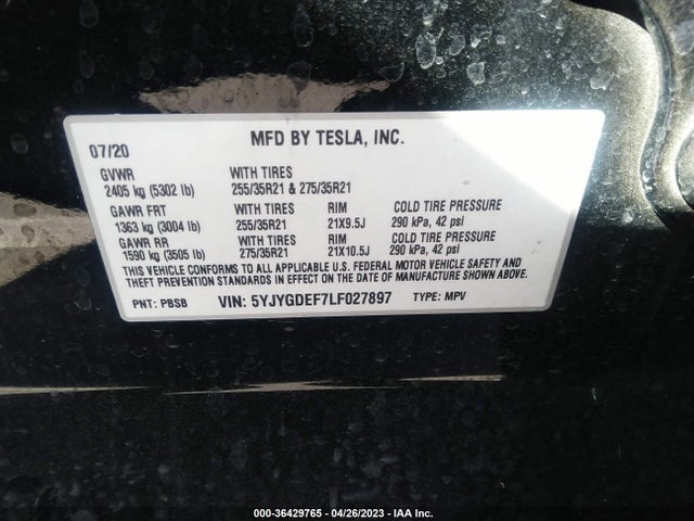 5YJYGDEF7LF027897 Tesla Model Y Long Range/performance