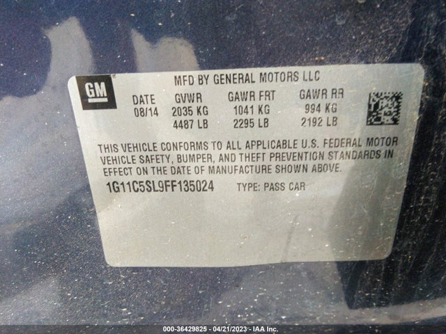 Chevrolet MALIBU LT 2015 1G11C5SL9FF135024 Image 9