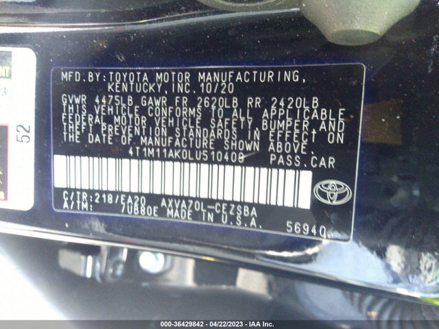 Toyota CAMRY SE 2020 4T1M11AK0LU510409 Image 9