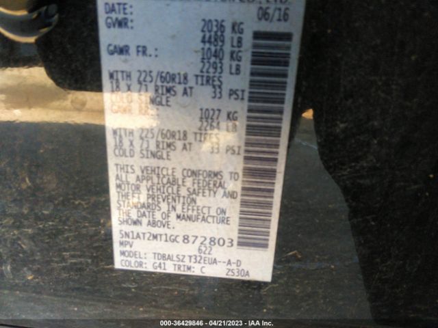 5N1AT2MT1GC872803 Nissan Rogue Sl