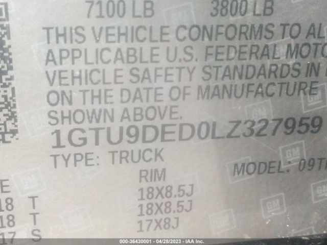 1GTU9DED0LZ327959 GMC Sierra 1500 Slt