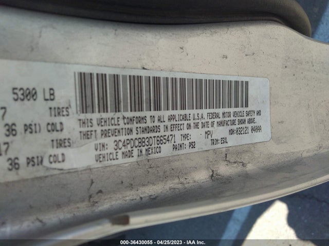2013 DODGE JOURNEY SXT VIN: 3C4PDCBB3DT665471