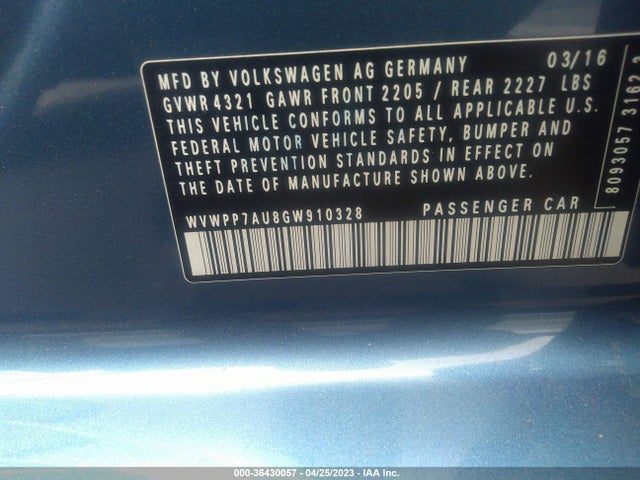WVWPP7AU8GW910328 Volkswagen E-golf Sel Premium