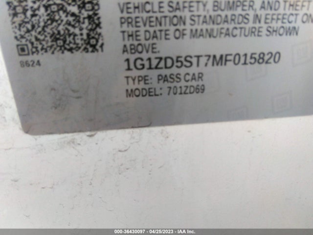 Chevrolet MALIBU LT 2021 1G1ZD5ST7MF015820 Image 9