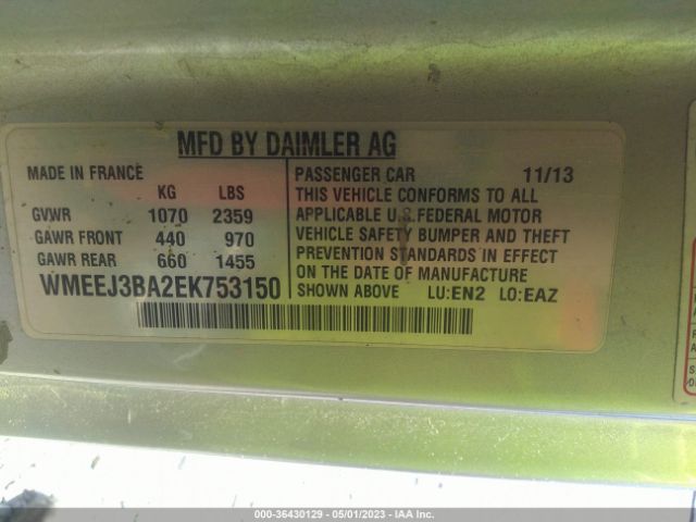 WMEEJ3BA2EK753150 Smart Fortwo Pure/passion