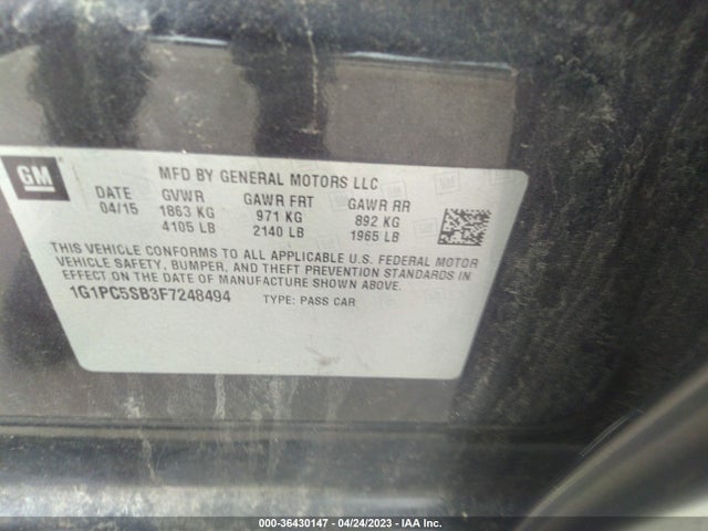Chevrolet CRUZE LT 2015 1G1PC5SB3F7248494 Image 9