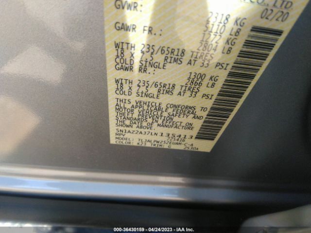 5N1AZ2AJ7LN135413 Nissan MURANO S