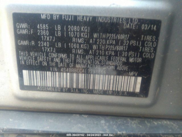 4S4BRBCC4E3298666 Subaru Outback 2.5i Premium