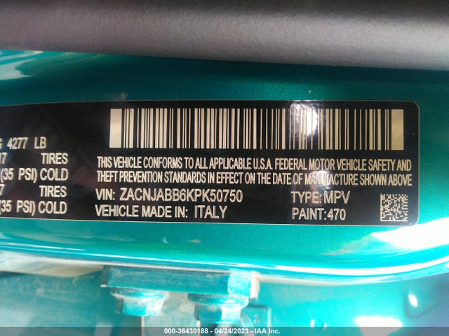 ZACNJABB6KPK50750 Jeep Renegade Latitude