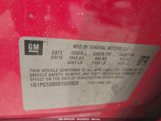 Chevrolet Cruze 1lt Auto 2014 1G1PC5SB6E7326829 Image 9