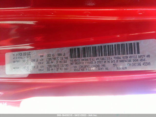 1C4HJXFN1LW144248 Jeep Wrangler Unlimited Rubicon