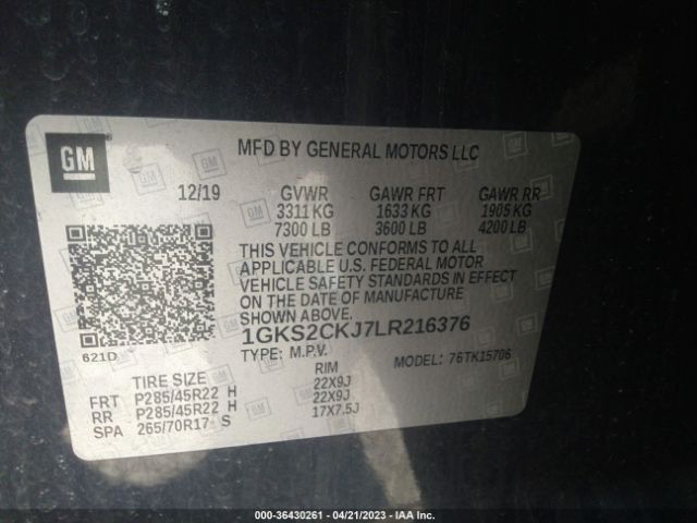 1GKS2CKJ7LR216376 GMC YUKON DENALI