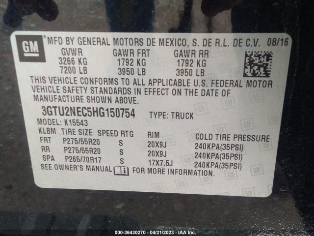 GMC Sierra 1500 Slt 2017 3GTU2NEC5HG150754 Image 9