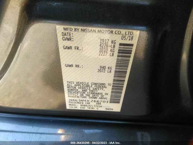 Nissan Altima 2.5 Sl 2018 1N4AL3AP4JC266703 Image 9