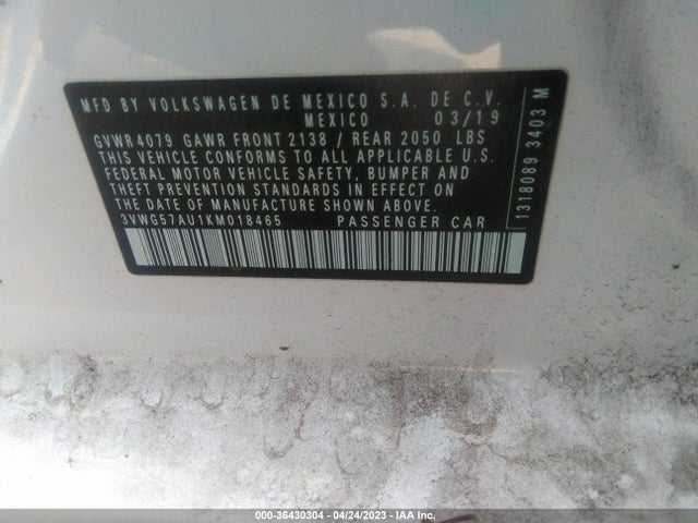 Volkswagen GOLF S/SE 2019 3VWG57AU1KM018465 Image 11