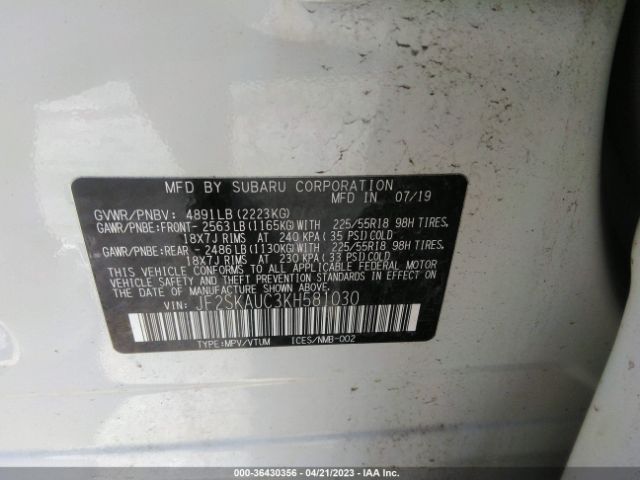 JF2SKAUC3KH581030 Subaru Forester Limited