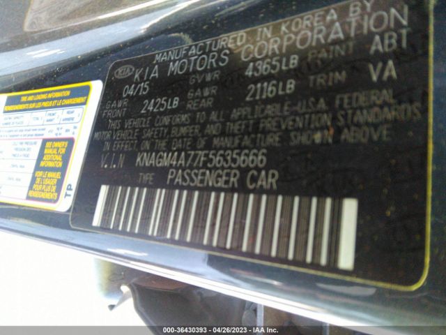 KNAGM4A77F5635666 KIA Optima Lx
