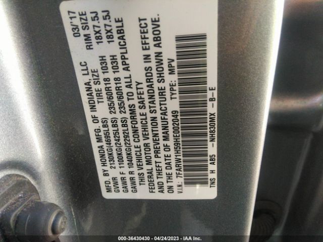 7FARW1H59HE002049 Honda CR-V EX