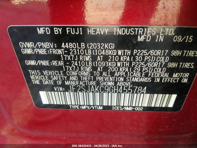 JF2SJAKC9GH455784 Subaru Forester 2.5i Limited