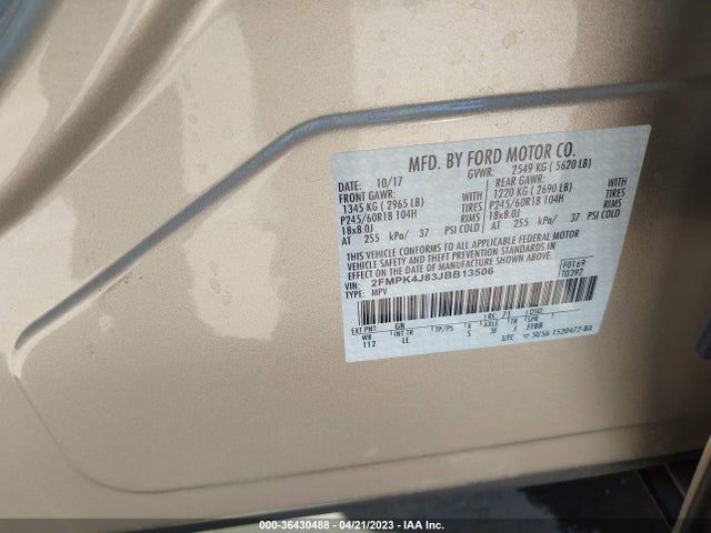 Ford Edge 2018 2FMPK4J83JBB13506 Image 22
