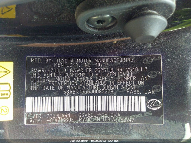 58ABK1GG6JU085209 Lexus Es Es 350