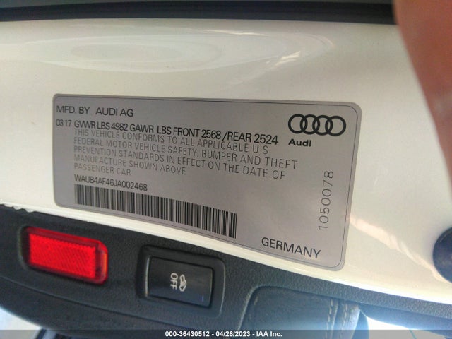 WAUB4AF46JA002468 Audi S4 Premium Plus