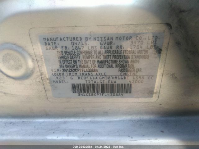 3N1CE2CP7FL430884 Nissan Versa Note Sr