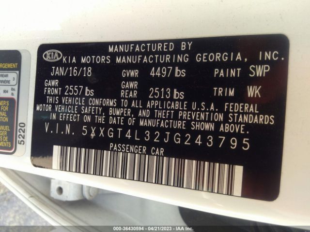 5XXGT4L32JG243795 KIA Optima S