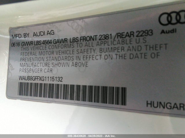 WAUB8GFFXG1115132 Audi A3 2.0t Premium