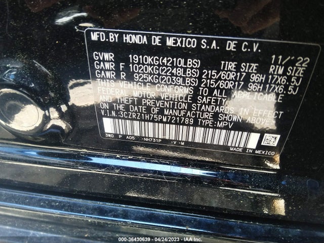 Honda Hr-v Ex-l 2023 3CZRZ1H75PM721789 Image 10