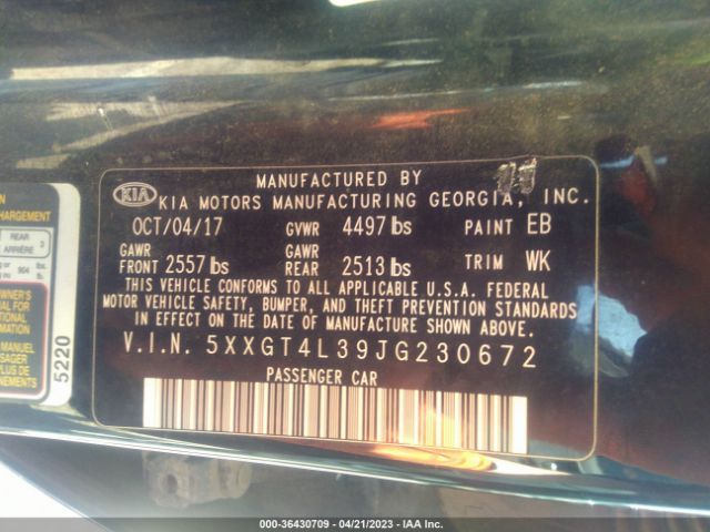 5XXGT4L39JG230672 KIA Optima S