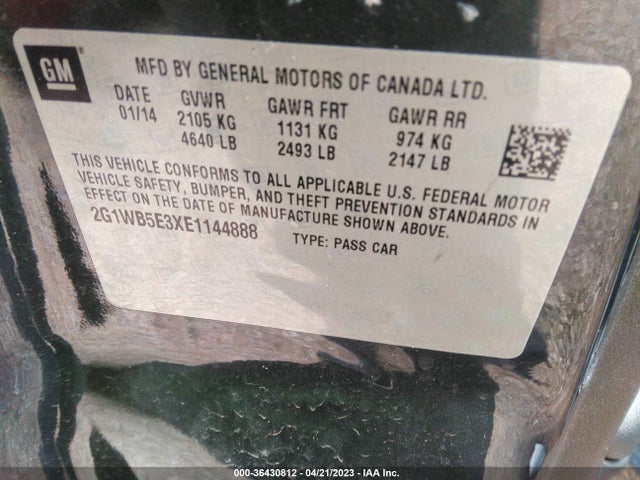 Chevrolet Impala Limited Lt 2014 2G1WB5E3XE1144888 Image 10