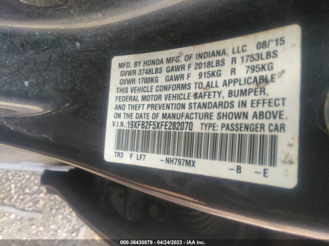Honda Civic Sedan Lx 2015 19XFB2F5XFE282070 Image 9