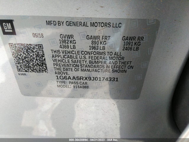 1G6AA5RX9J0174331 Cadillac Ats Sedan Rwd
