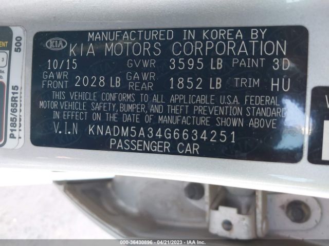 KNADM5A34G6634251 KIA RIO LX