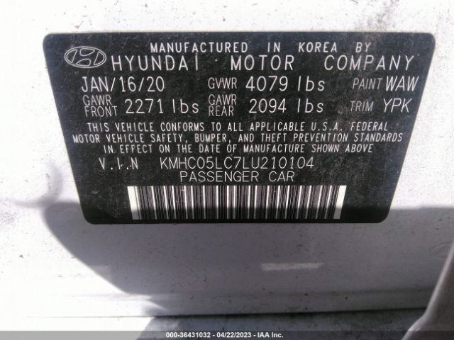 Hyundai Ioniq Hybrid Limited 2020 KMHC05LC7LU210104 Image 10
