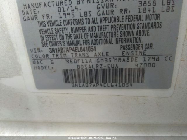 3N1AB7AP4EL641054 Nissan SENTRA SR
