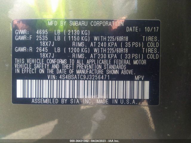 4S4BSATC9J3256471 Subaru Outback Touring