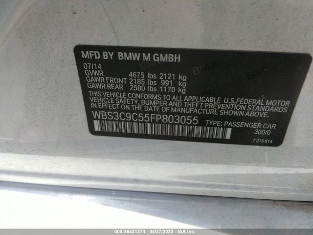 2015 BMW M3, VIN: WBS3C9C55FP803055
