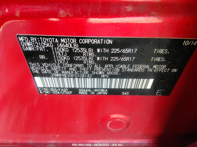 Toyota Rav4 Xle 2015 JTMRFREVXFD108142 Image 9