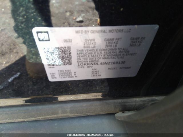 1GKKNRL45NZ169130 GMC ACADIA SLE